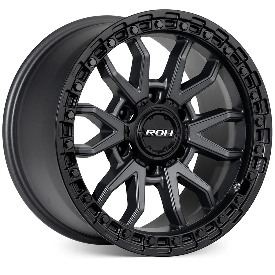ROH RAID - MATT GUNMETAL, BLACK LIP 17x9 / 6x139.7 / 12 Offset