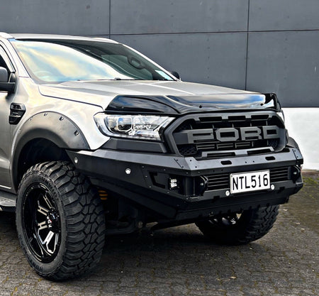 BONNET GUARD THICK 2012-2021- RANGER/EVEREST Installed on Ute corner view 